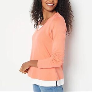 Isaac Mizrahi Live! Essentials Pima Cotton Layered Look Top